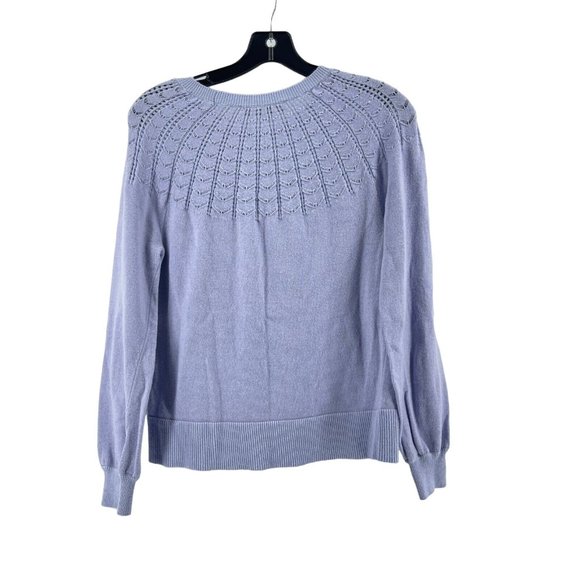 Ann Taylor Loft Women's Long Sleeve Blue Knit Sweater Open Fan Pattern Size S - Picture 4 of 10
